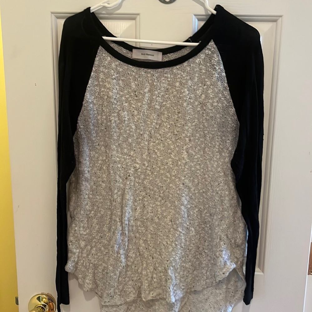 Black and Cream Knit Baseball Tee